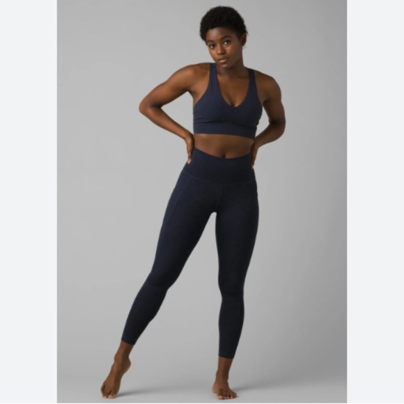 Prana Pants - PRANA WOMENS OUTDOOR RIBBED BECKSA LEGGINGS 7/8 NAUTICAL HEATHER BLUE MEDIUM